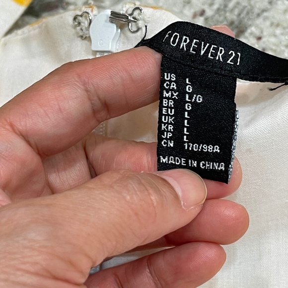 Forever 21 Sleeveless Summer Mini Dress Linen Blend Floral Lined Size L - Picture 6 of 10